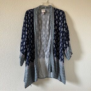 Knox Rose Southwestern Print Kimono Shawl Cardigan Women’s XL/XXL Blue Boho